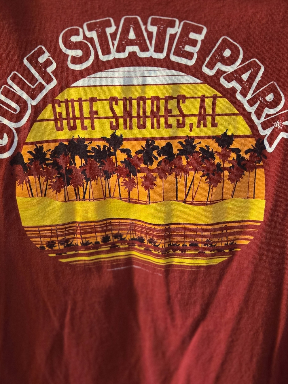 Gulf State Park Gulf Shores Tee in Rust & Sunset Print